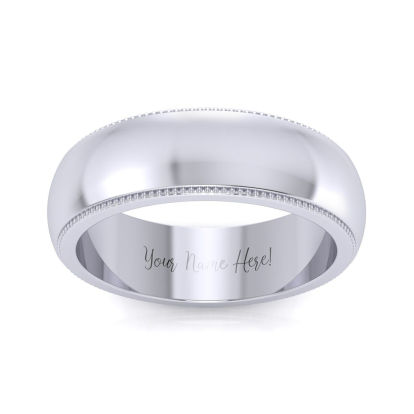 Platinum 6MM Milgrain Ladies and Mens Wedding Band, Size 17